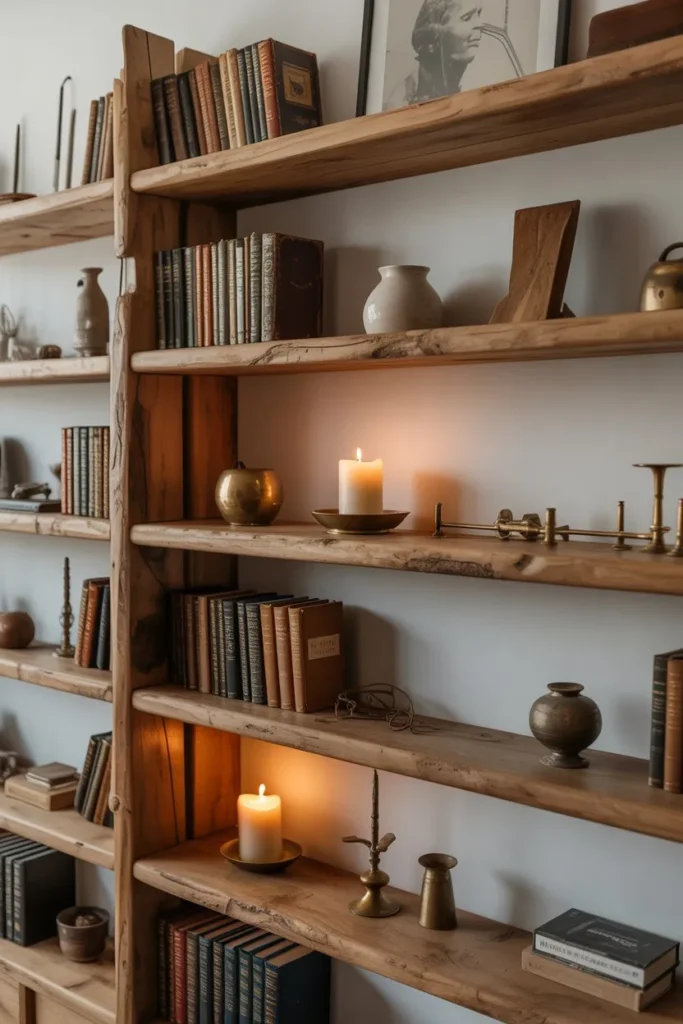 Wooden Shelves with Simple Styling