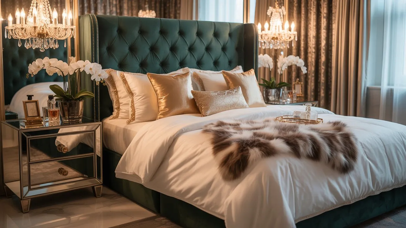 a luxurious glam bedroom interior