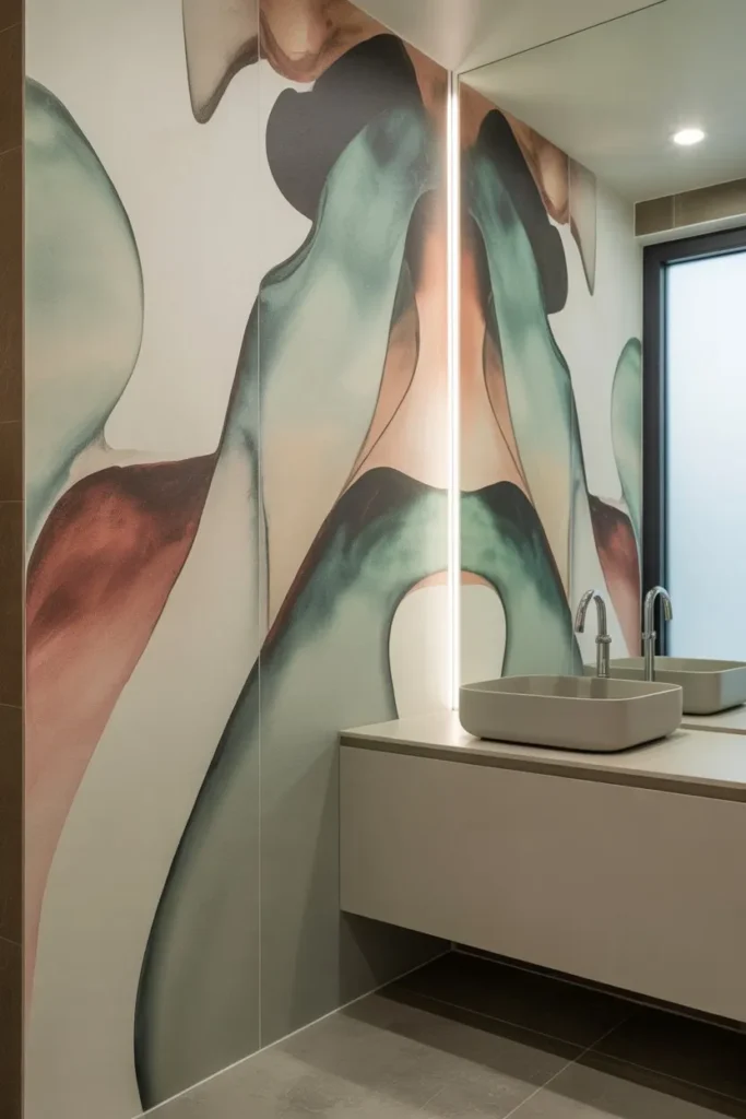 Abstract Bathroom Wallpaper for an Artistic Look
