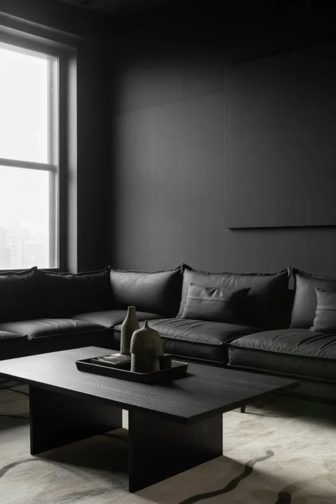 All-Black Modern Minimal Living Room
