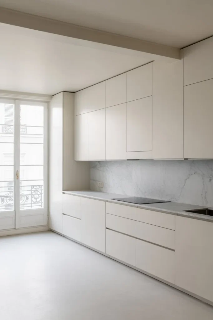 All-White Parisian Kitchen Simplicity