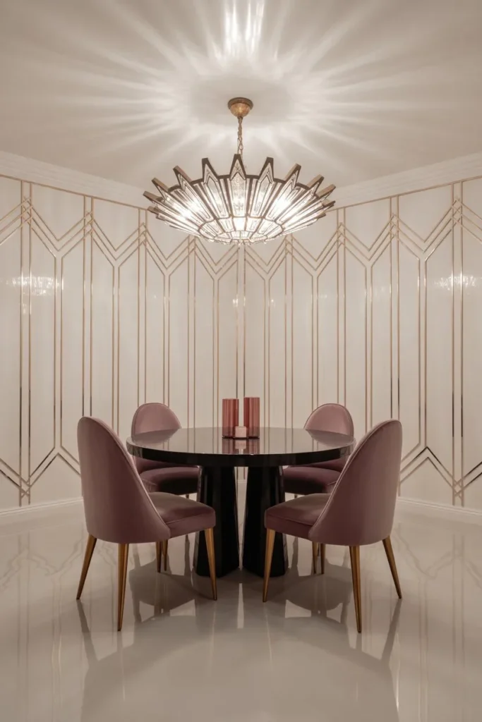 Art Deco Orchid and Brass Suite
