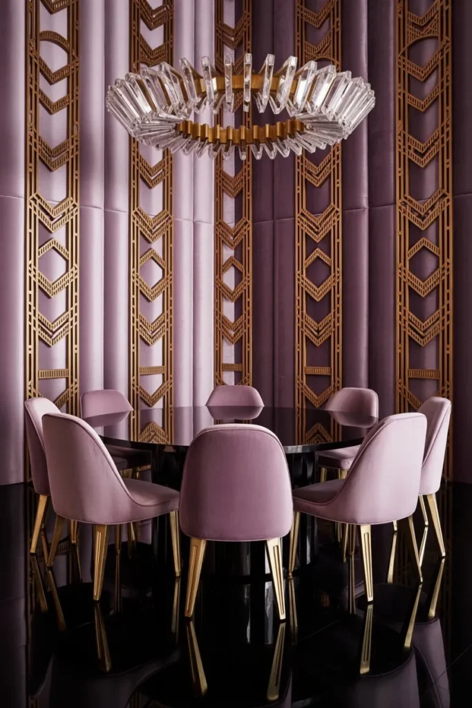 Art Deco Orchid and Brass Suite