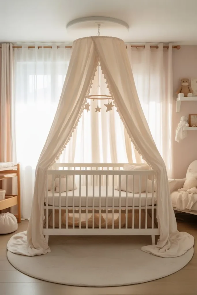 Baby Room with Canopy Crib Setup