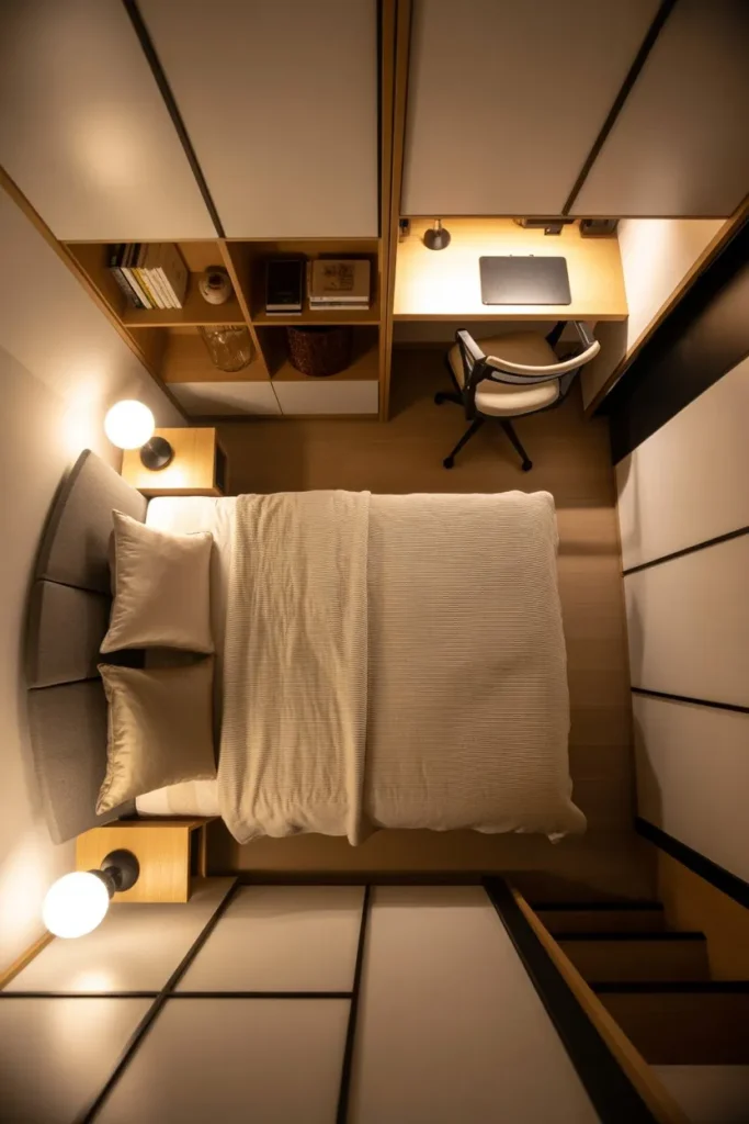 Bed Positioned to Create Functional Zones