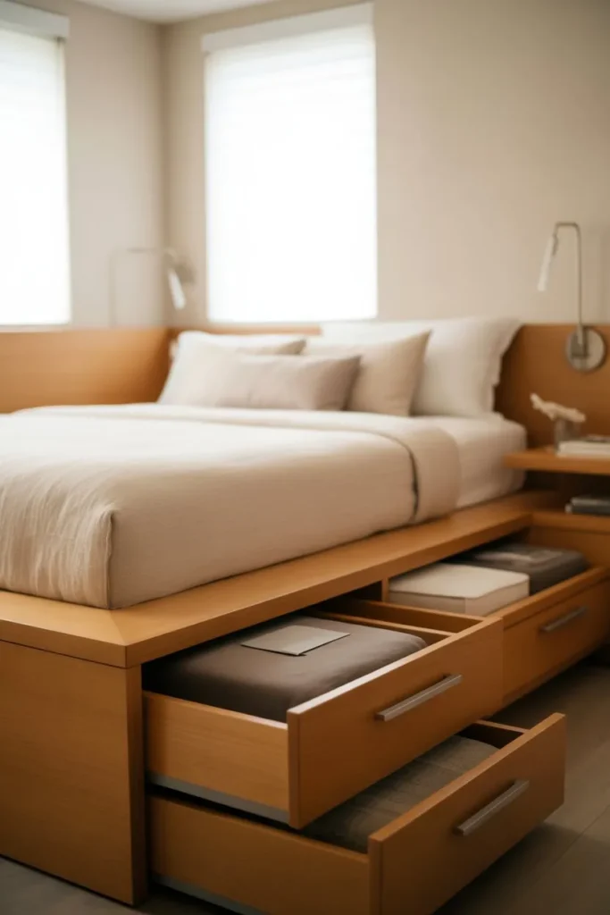 Bed with Built-In Storage Base