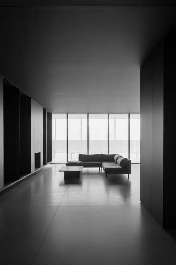 Black Living Room with Open Space Layout
