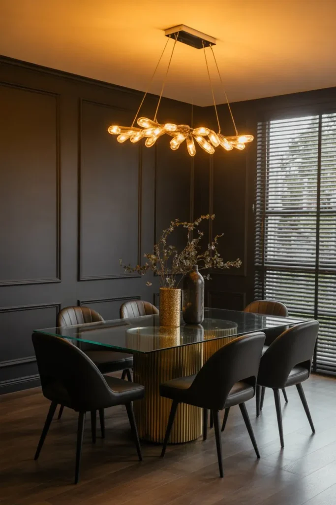 Black and Gold Elegant Dining Space