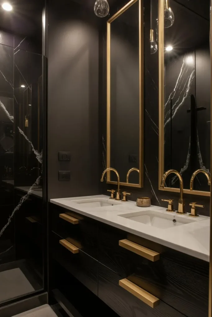 Black and Gold Modern Luxury Bathroom