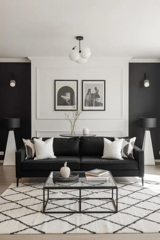 Black and White Contrast Living Room