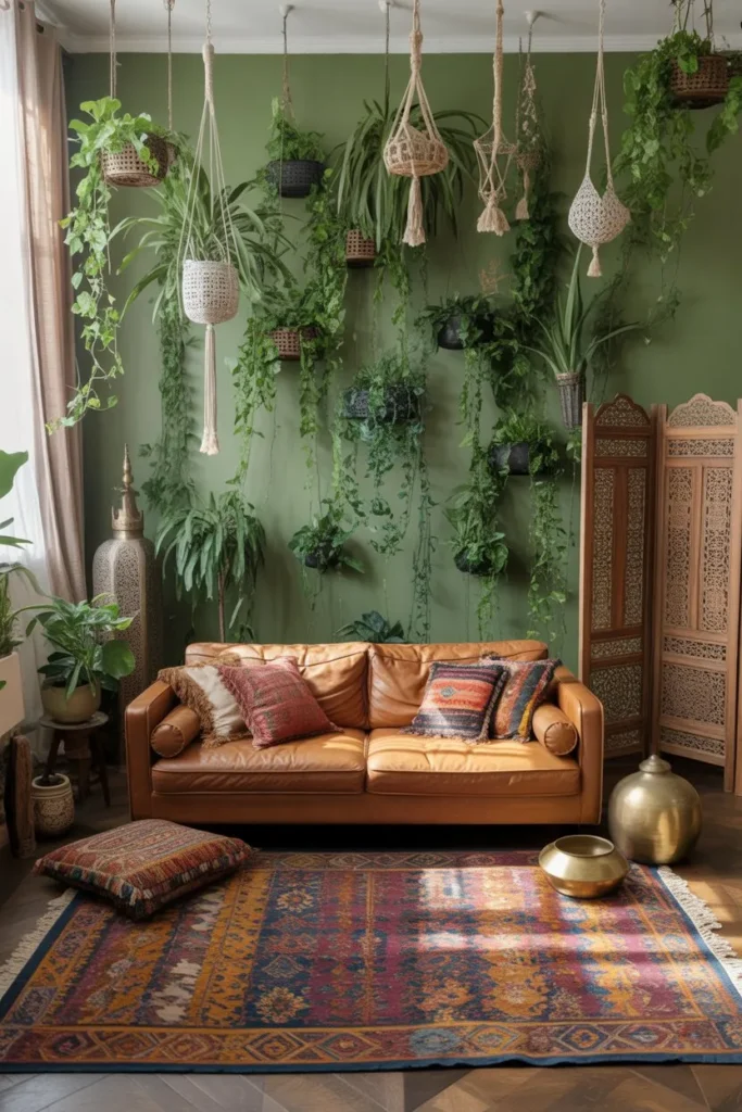 27 Sage Green Living Room Ideas for a Calm Aesthetic Bohemian Jungle with Terracotta