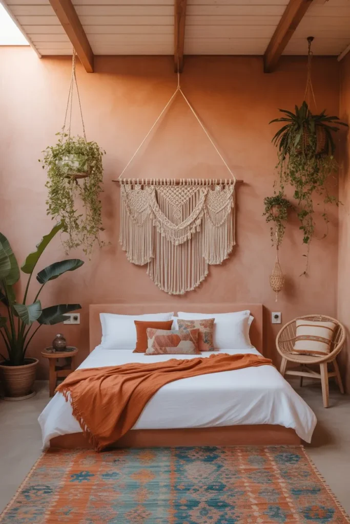 27 Summer Bedroom Ideas for a Fresh Breezy Vibe Bohemian Macramé and Terracotta Haven