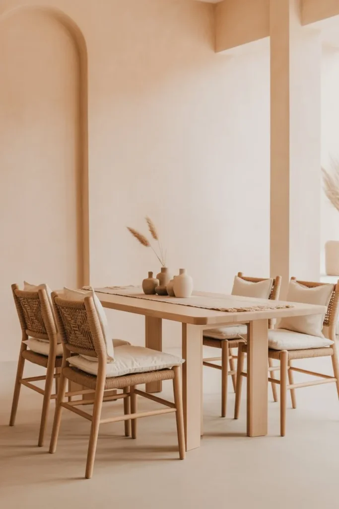 Boho Dining Room with Low-Contrast Neutral Base