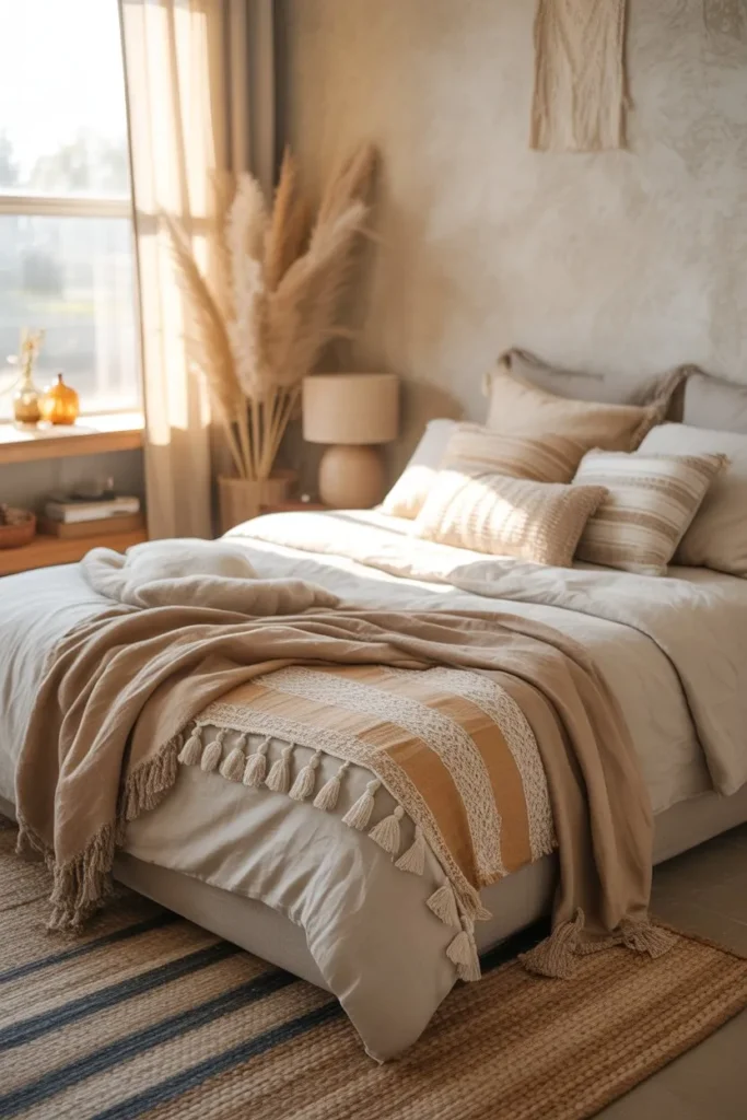 Boho Mixed Texture Layered Bedding