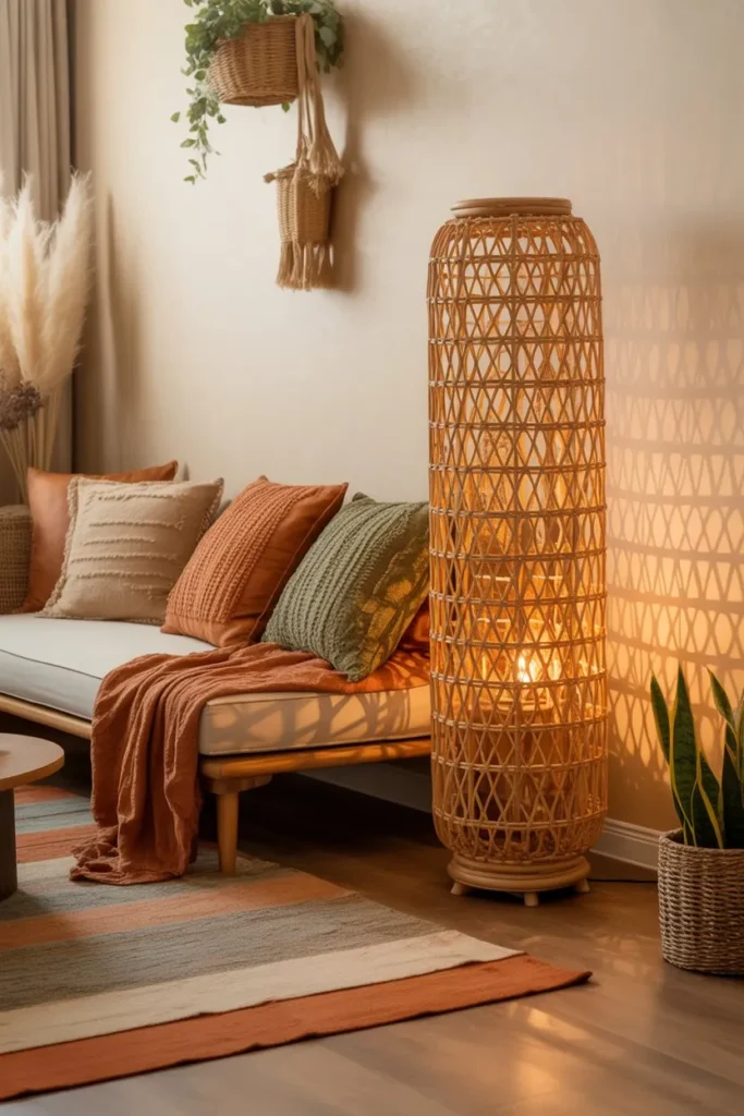 Boho Rattan Floor Lamp