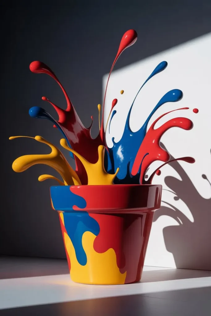 Bold Abstract Splash Art Pot