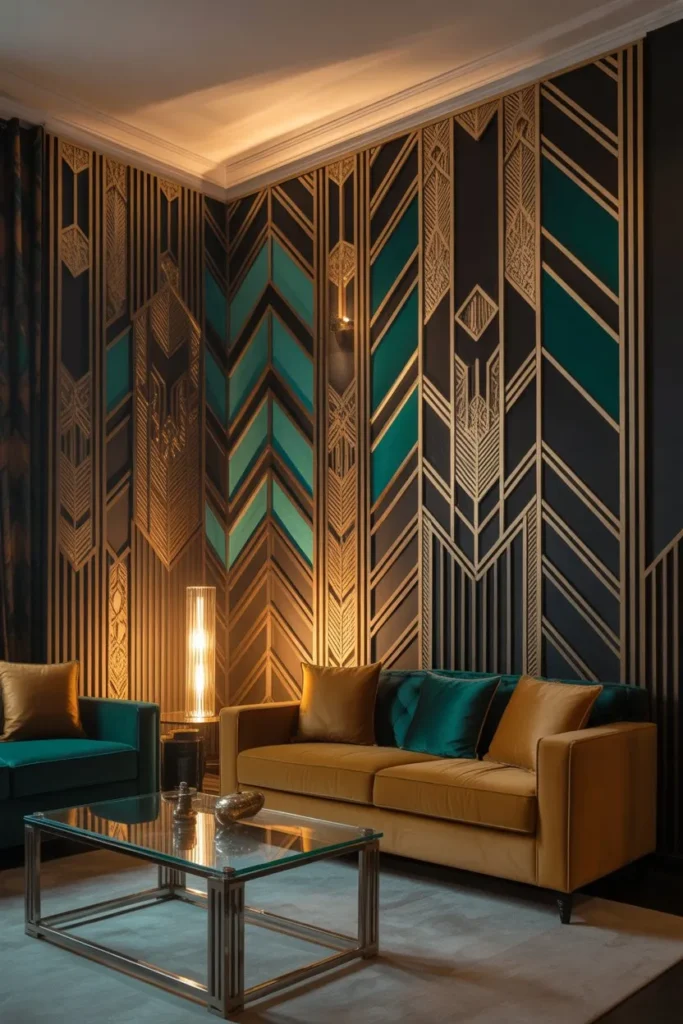 Bold Accent Wall with Geometric Detailing