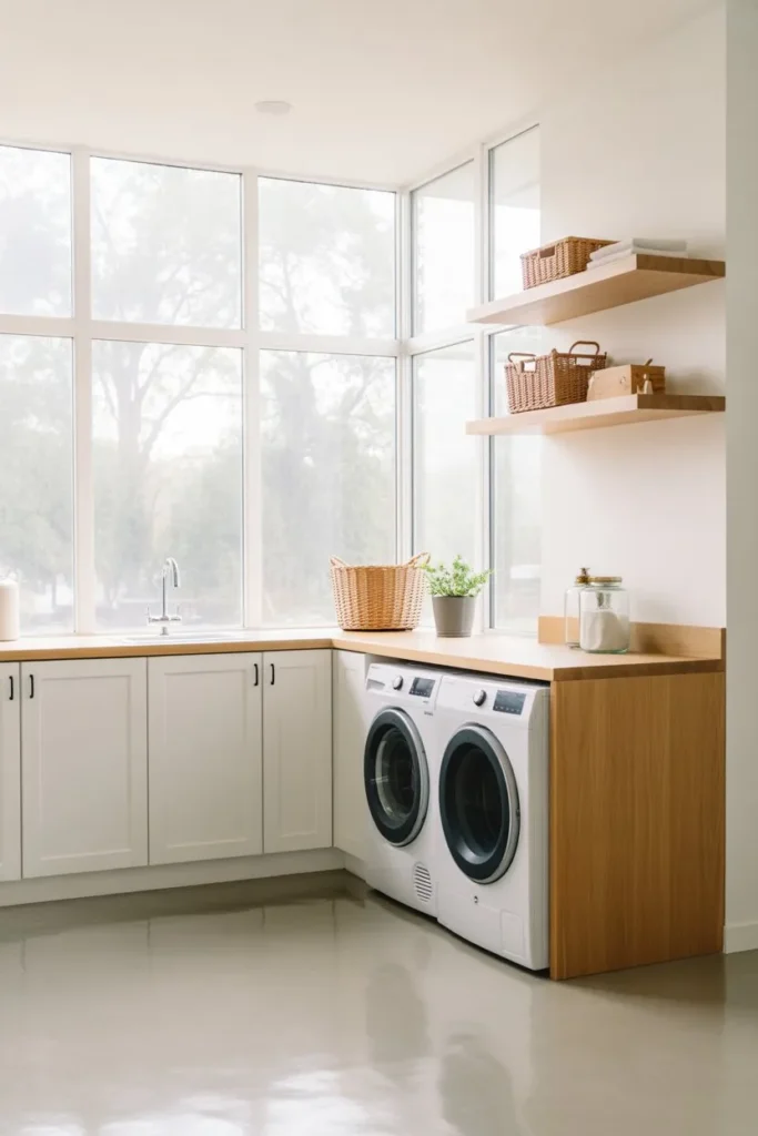 15 Laundry Room Ideas for Small Spaces That Work Smart Bright and Airy Laundry Corner