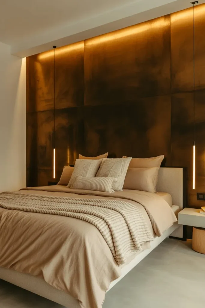 Bronze Accent Wall with Neutral Balance