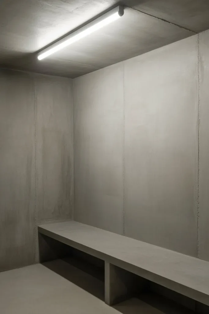 17 Small Mudroom Ideas for a Clean Entryway Look Brutalist Concrete and Steel Entry