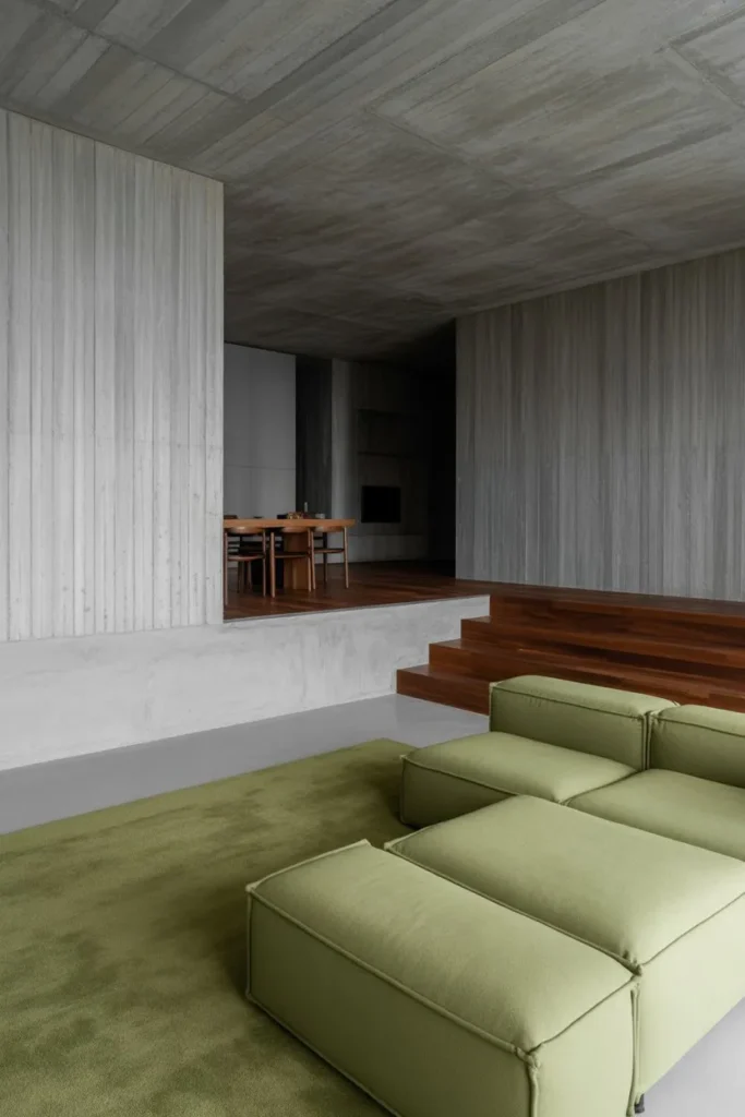 27 Sage Green Living Room Ideas for a Calm Aesthetic Brutalist Loft with Sage Softness