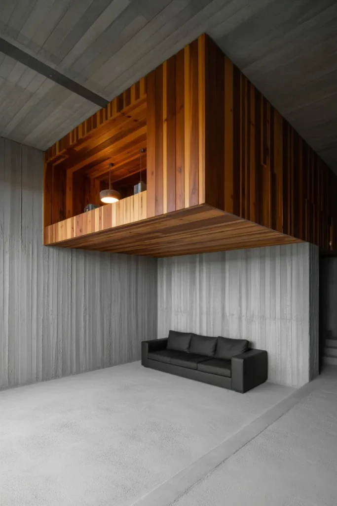 27 Split Level Living Room Ideas for a Modern Flow Brutalist Loft with Wood Warmth