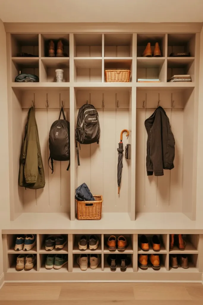 Built-In Cubbies for Shoes and Essentials