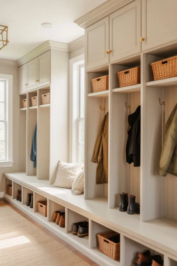 Built-In Floor-to-Ceiling Mudroom Cubbies