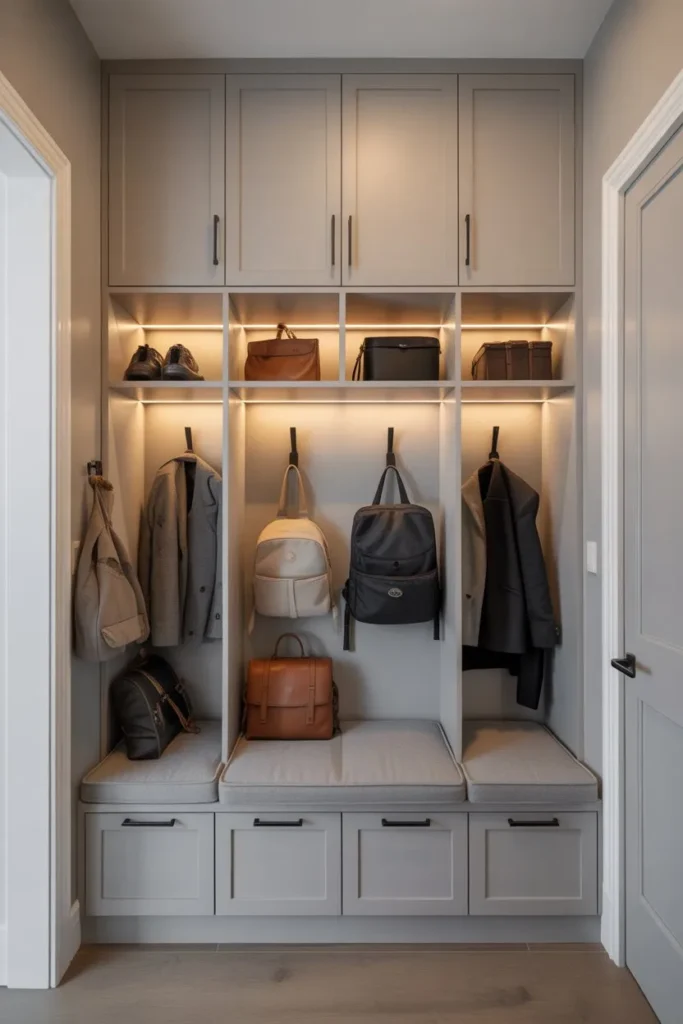 Built-In Mudroom with Multi-Level Storage Zones