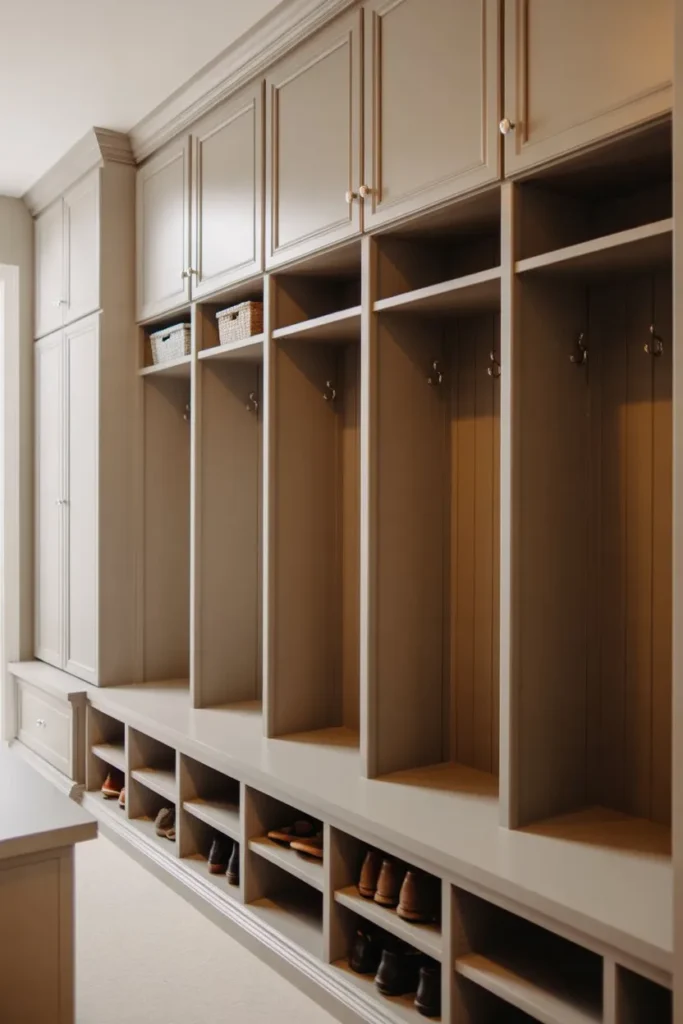 Built-In Storage with Overhead Compartments