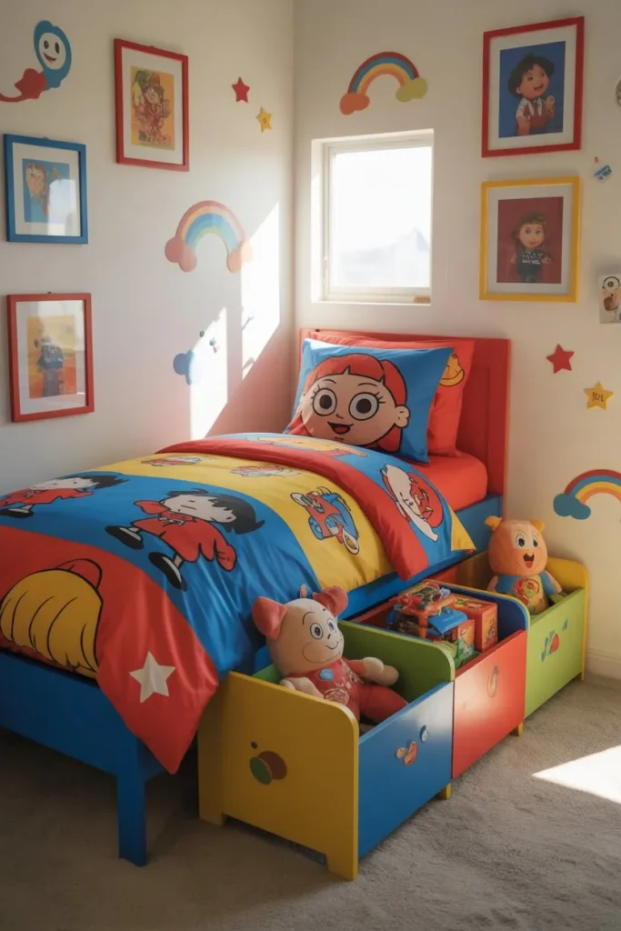 Cartoon-Themed Compact Room