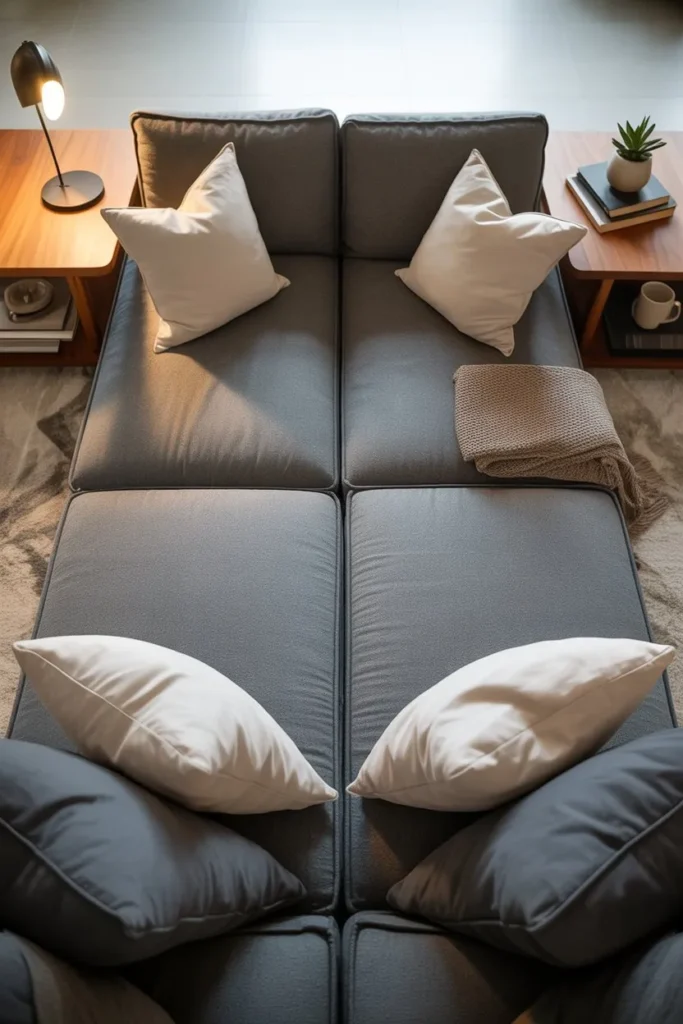 Center Couch with Side Tables for Functionality