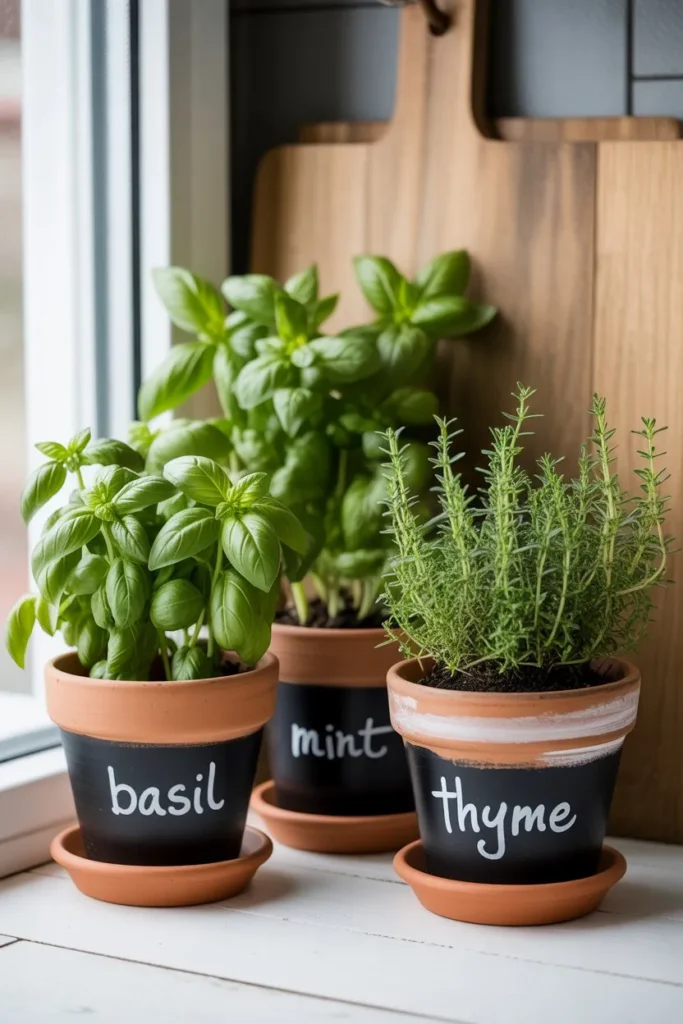 Chalkboard Label Herb Pot