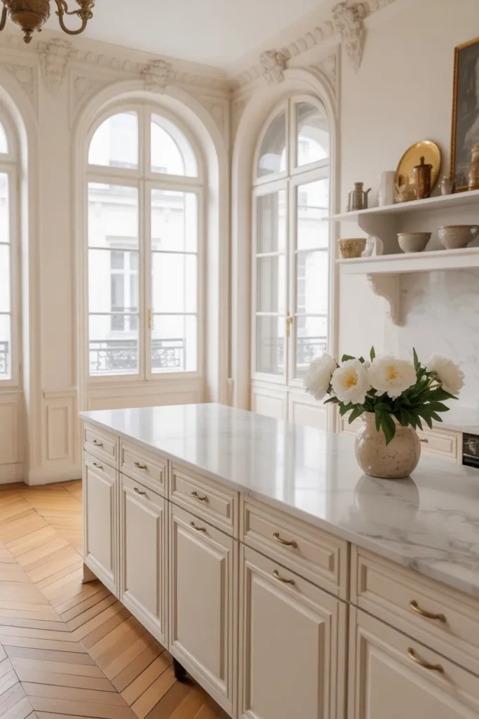 Classic White Marble Parisian Kitchen