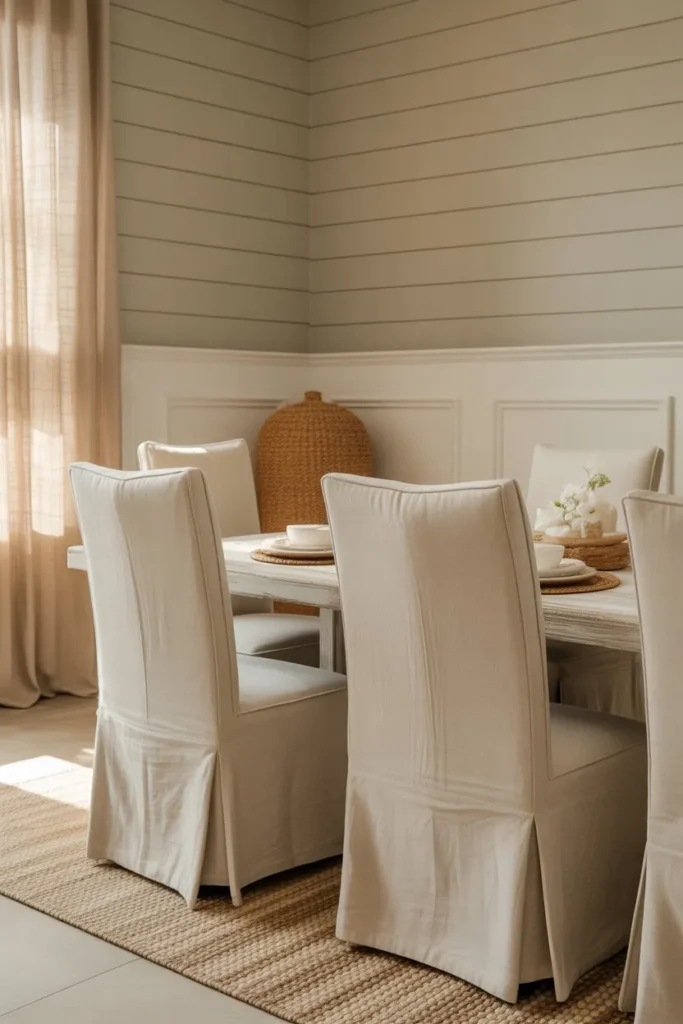 Coastal Dining Room with Layered Neutral Tones
