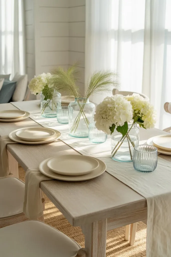 Coastal Dining Room with Simple Table Styling