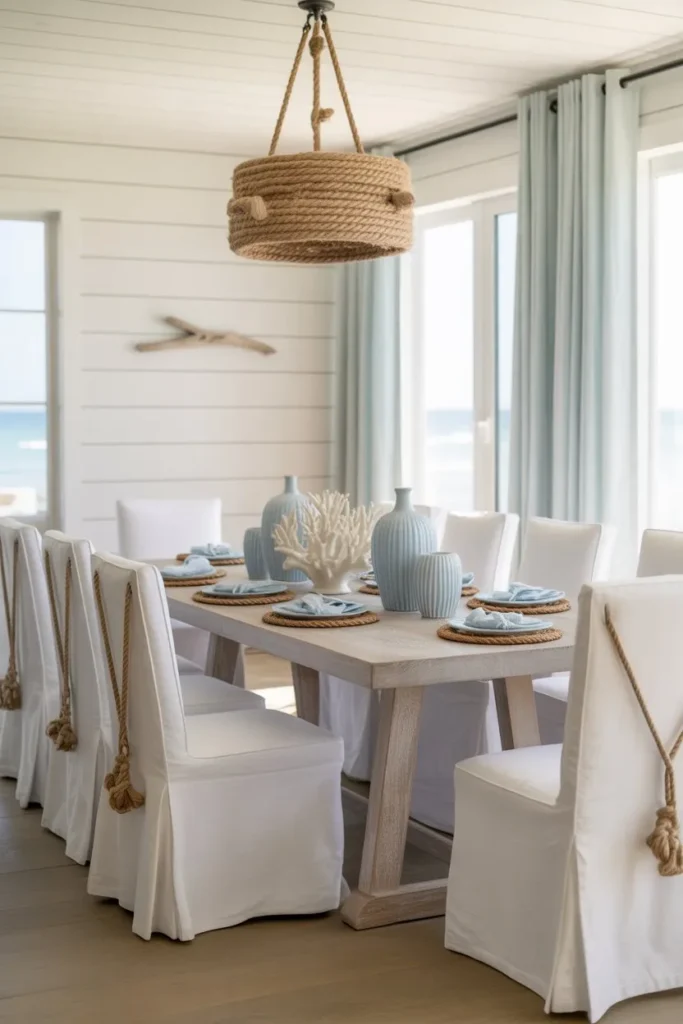 Coastal Dining Room with Subtle Nautical Accents