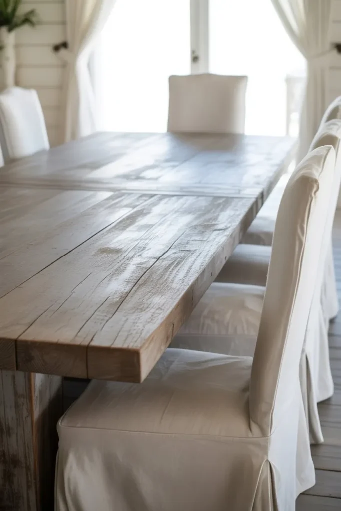 Coastal Dining Room with Weathered Wood Finishes