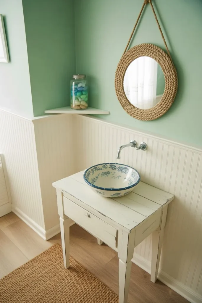 13 Vintage Bathroom Ideas for a Timeless Elegant Look Coastal Seafoam and Beadboard Escape