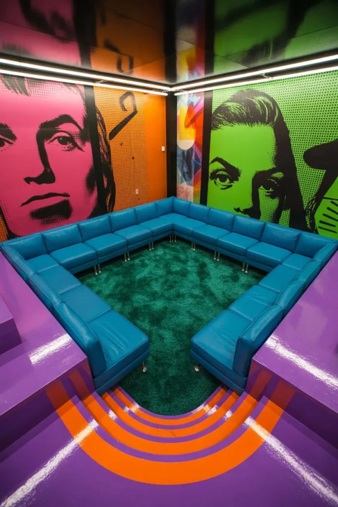 27 Split Level Living Room Ideas for a Modern Flow Colorful Pop Art Conversation Pit