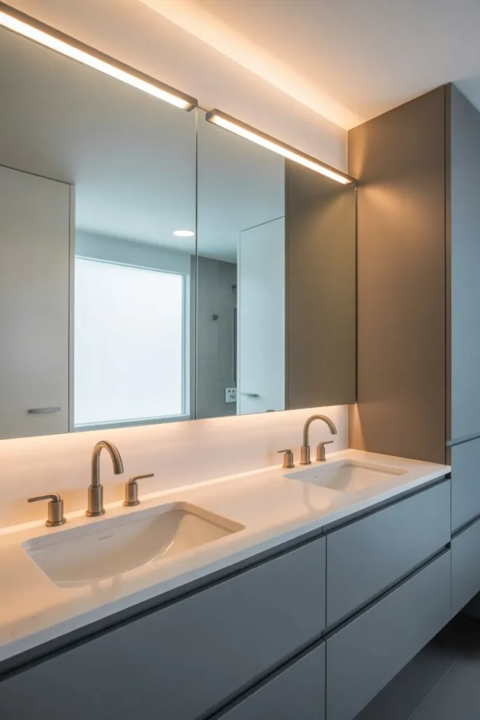 Compact Double Sink Small Master Bath