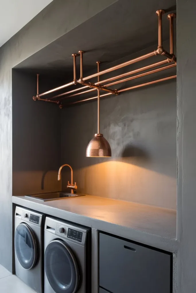 Concrete and Copper Brutalist Nook