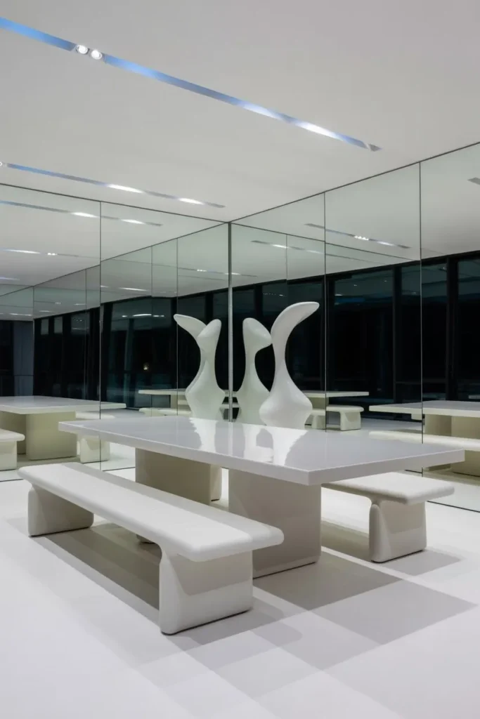 Contemporary All-White Mirror Room