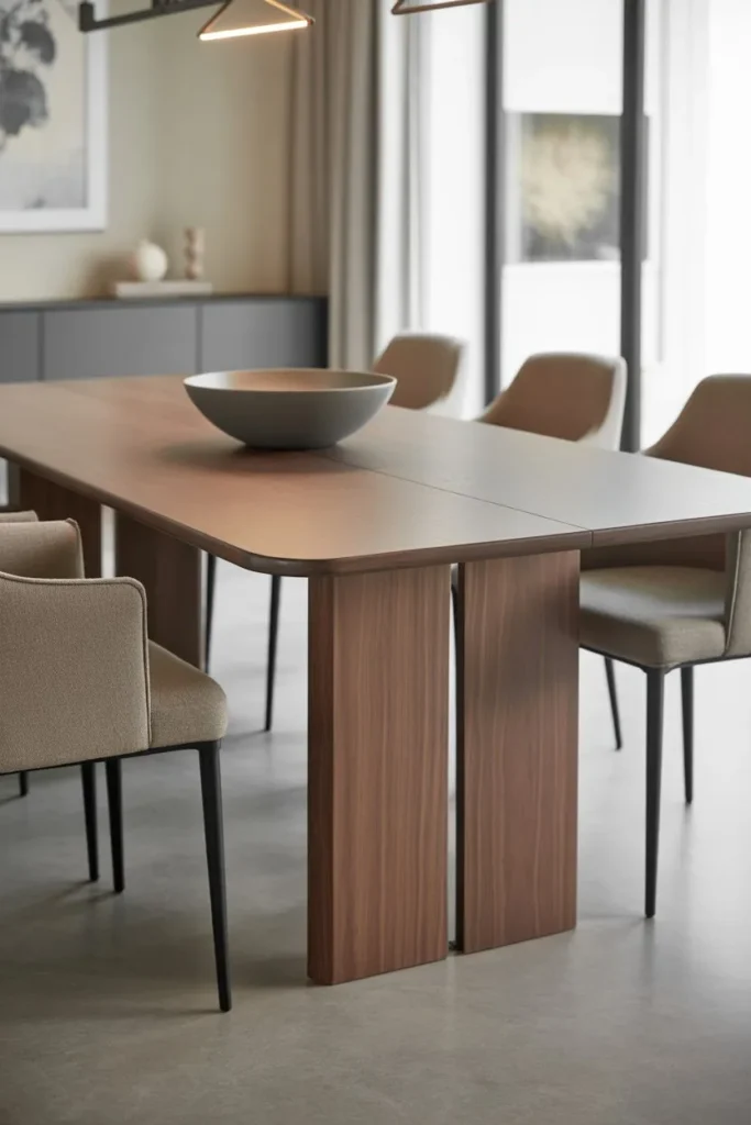 Contemporary Dining Room with Minimal Centerpiece