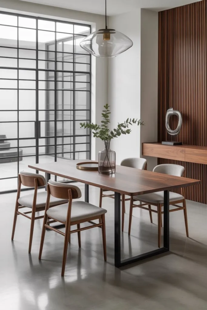Contemporary Dining Room with Mixed Materials