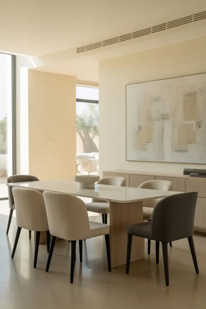 Contemporary Dining Room with Neutral Color Palette