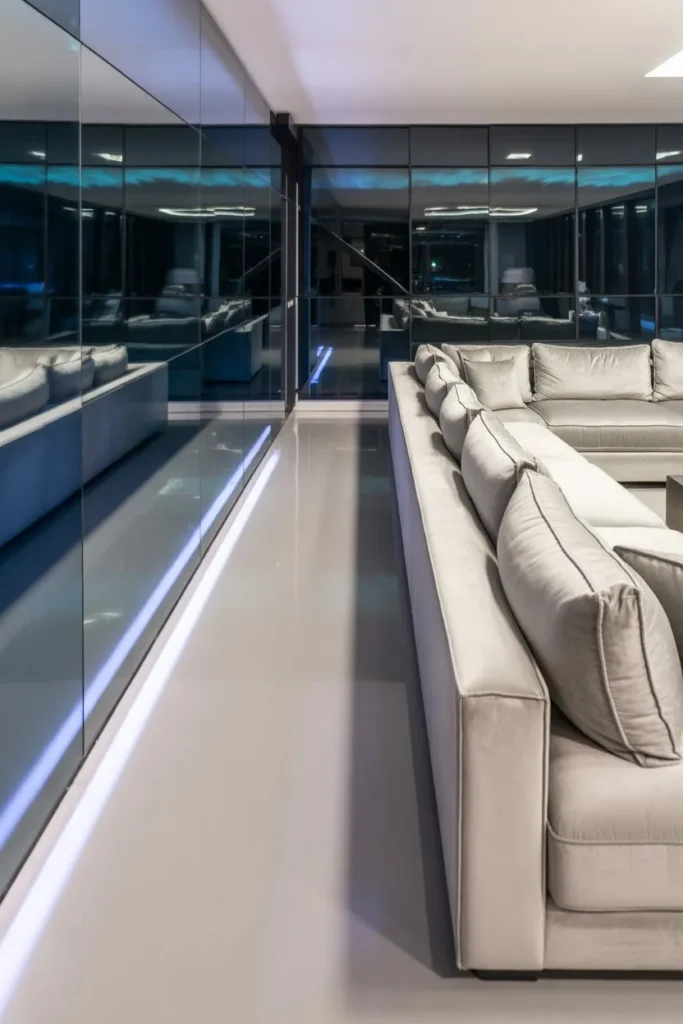 Contemporary High-Gloss Mirrored Wall