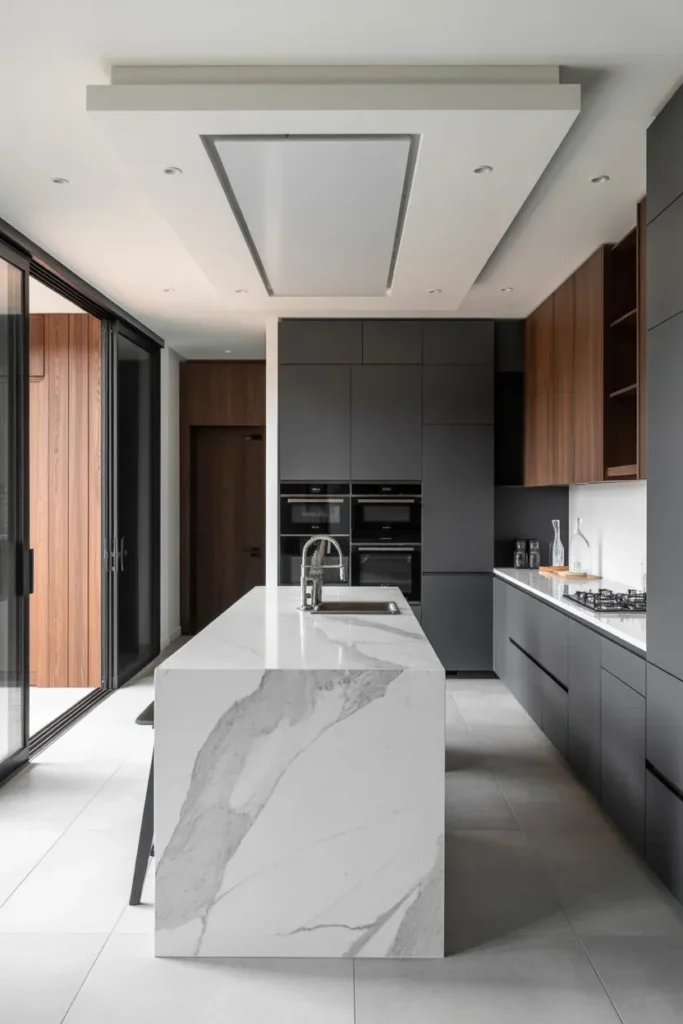 21 Narrow Kitchen Ideas to Maximize Every Inch Smartly Contemporary Marble and Charcoal Suite