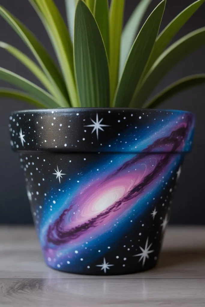 Cosmic Galaxy Painted Pot