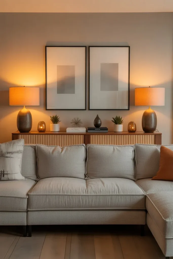 Couch with Console Table Behind for Function